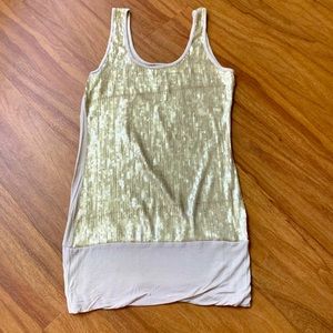 Love Tease Gold Sequined Tank Top